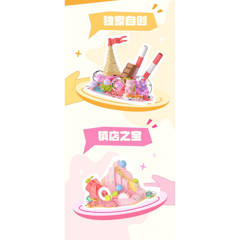 WEILE CREATION 2174 QUẦY TRÁNG MIỆNG CHANH VANI bộ đồ chơi xếp lắp ráp ghép mô hình ICE CREAM 656 khối