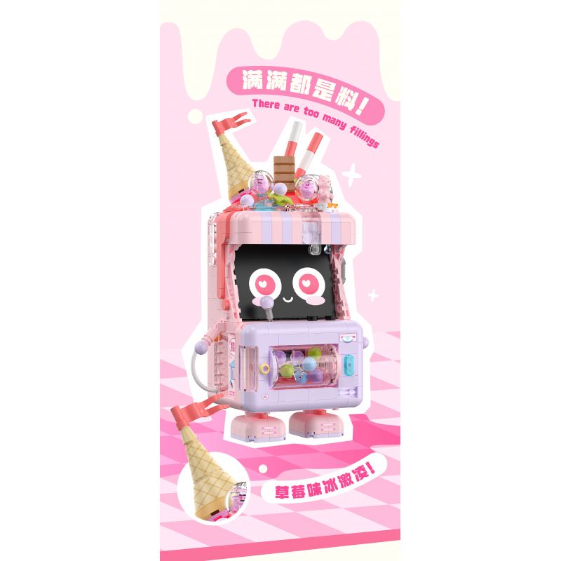 WEILE CREATION 2174 QUẦY TRÁNG MIỆNG CHANH VANI bộ đồ chơi xếp lắp ráp ghép mô hình ICE CREAM 656 khối