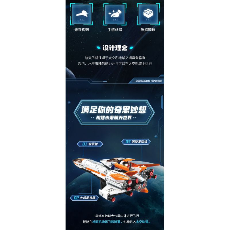 TOP TOY TC1419 1419 KHOA HỌC VIỄN TƯỞNG TÀU CON THOI bộ đồ chơi xếp lắp ráp ghép mô hình SPACE SHUTTLE TECHDREAM 800 khối