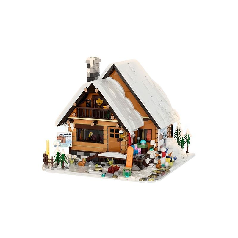 FUNWHOLE F9041 9041 non Lego NGÔI NHÀ CỔ ĐIỂN CABIN TRƯỢT TUYẾT bộ đồ chơi xếp lắp ráp ghép mô hình Creator Sáng Tạo 2187 khối