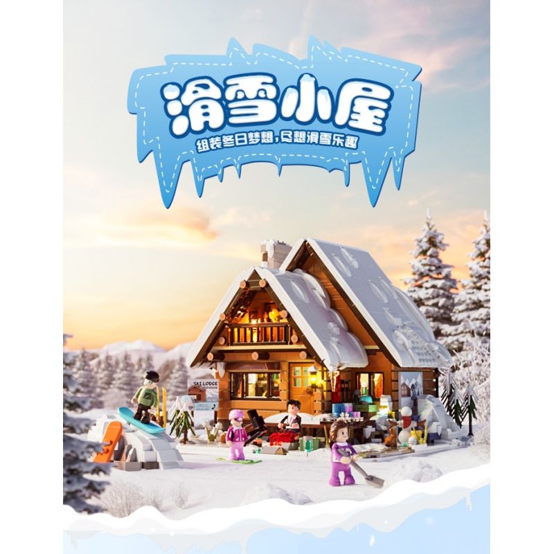 LUMIBRICKS FUNWHOLE F9041 9041 NGÔI NHÀ CỔ ĐIỂN CABIN TRƯỢT TUYẾT bộ đồ chơi xếp lắp ráp ghép mô hình Creator Sáng Tạo 2187 khối