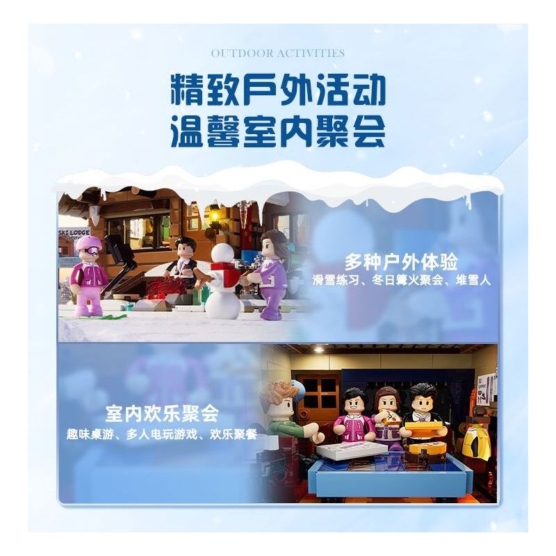 LUMIBRICKS FUNWHOLE F9041 9041 NGÔI NHÀ CỔ ĐIỂN CABIN TRƯỢT TUYẾT bộ đồ chơi xếp lắp ráp ghép mô hình Creator Sáng Tạo 2187 khối