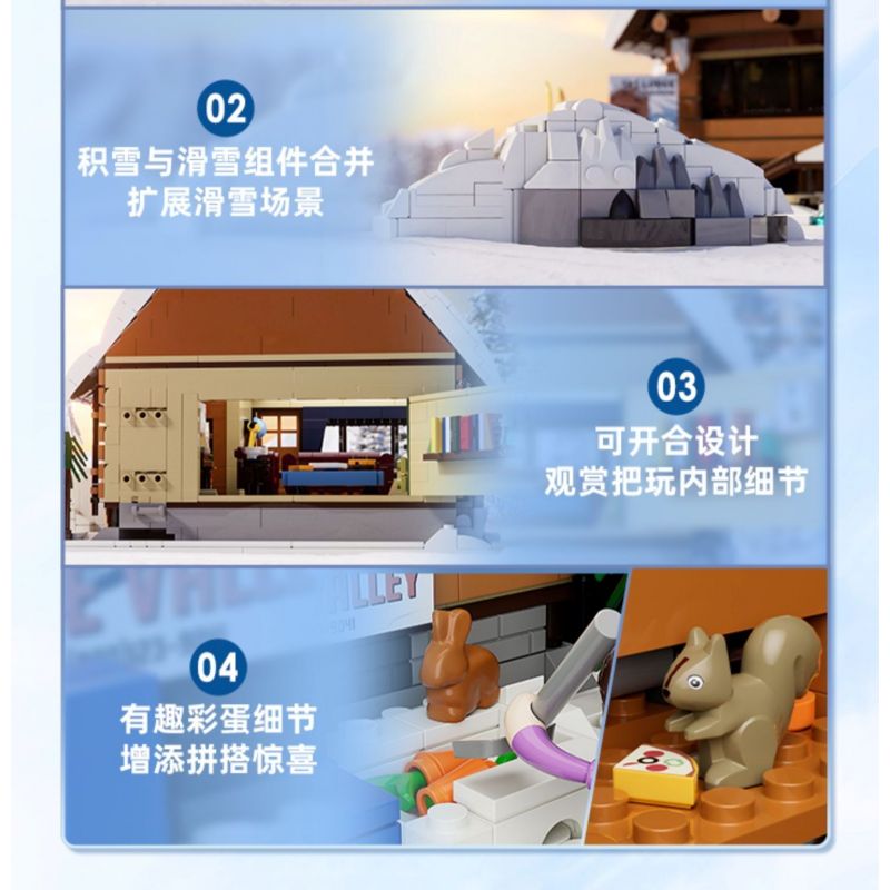 LUMIBRICKS FUNWHOLE F9041 9041 NGÔI NHÀ CỔ ĐIỂN CABIN TRƯỢT TUYẾT bộ đồ chơi xếp lắp ráp ghép mô hình Creator Sáng Tạo 2187 khối