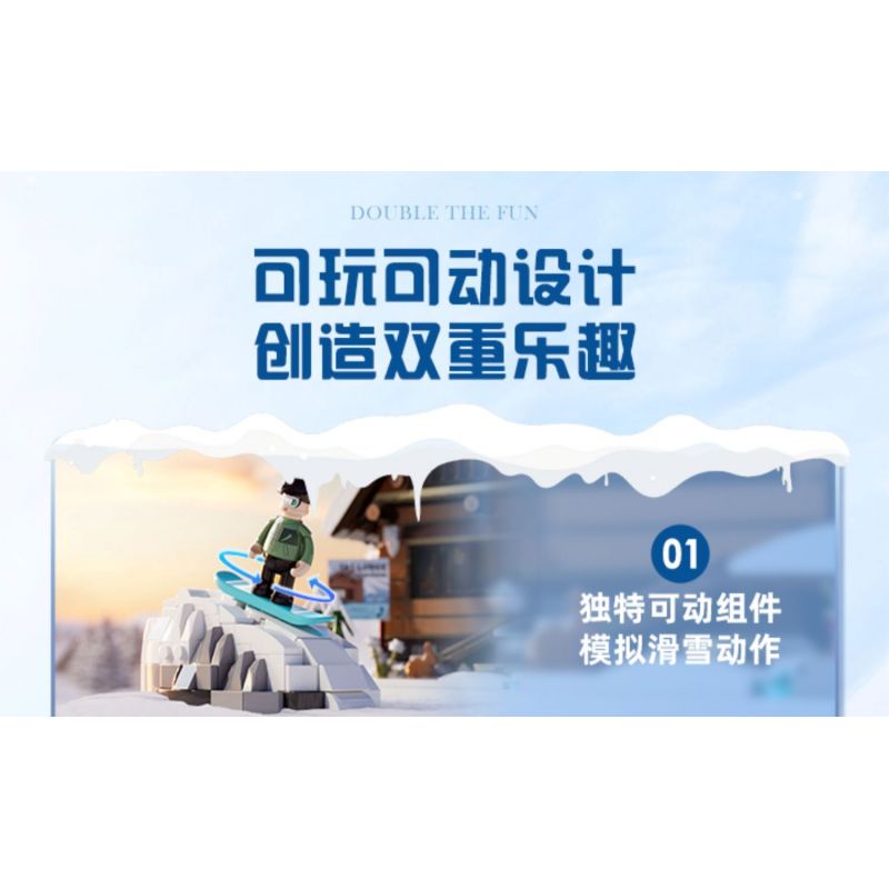 LUMIBRICKS FUNWHOLE F9041 9041 NGÔI NHÀ CỔ ĐIỂN CABIN TRƯỢT TUYẾT bộ đồ chơi xếp lắp ráp ghép mô hình Creator Sáng Tạo 2187 khối