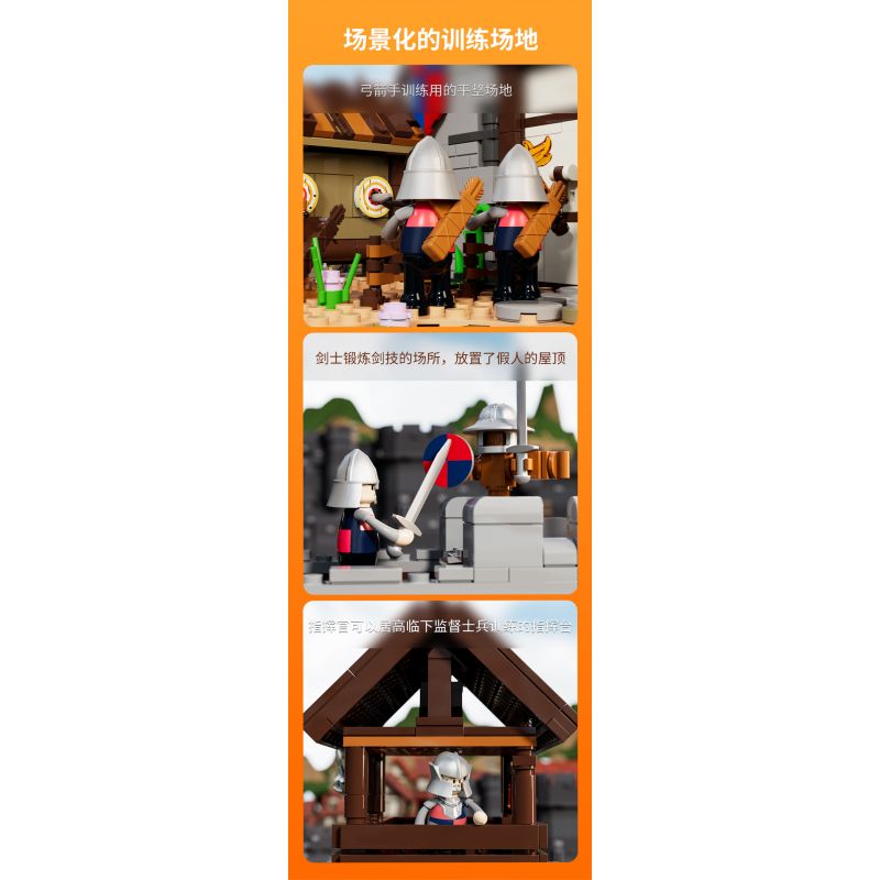 LUMIBRICKS FUNWHOLE F9048 9048 THỜI TRUNG CỔ SÂN TẬP BINH SĨ bộ đồ chơi xếp lắp ráp ghép mô hình Medieval Castle Chiến Tranh Trung Cổ 964 khối