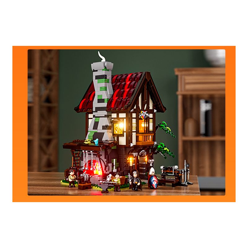 LUMIBRICKS FUNWHOLE F9040 9040 THỜI TRUNG CỔ LÒ RÈN bộ đồ chơi xếp lắp ráp ghép mô hình Medieval Castle Chiến Tranh Trung Cổ 1595 khối