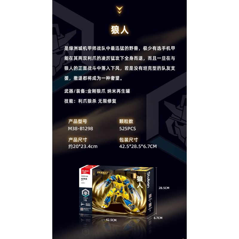 SLUBAN M38-B1298 B1298 1298 M38B1298 38-B1298 BẬC THẦY CƠ KHÍ MECHA NGƯỜI SÓI ƯU TÚ bộ đồ chơi xếp lắp ráp ghép mô hình 525 khối