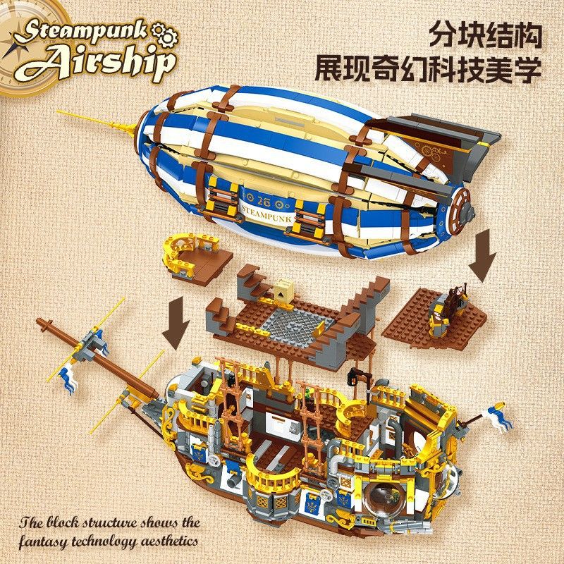 JIESTAR JJ9126 9126 KHINH KHÍ CẦU STEAMPUNK bộ đồ chơi xếp lắp ráp ghép mô hình STEAMPUNK AIRSHIP 3272 khối