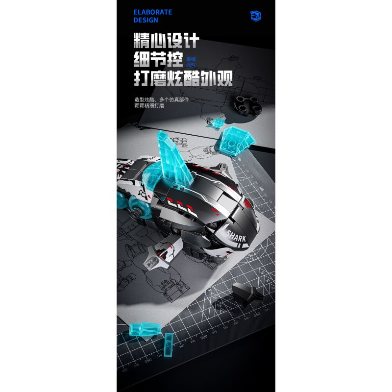 JI BRICK 39902 BỮA TIỆC QUÁI THÚ CÁ MẬP ĐEN bộ đồ chơi xếp lắp ráp ghép mô hình 688 khối