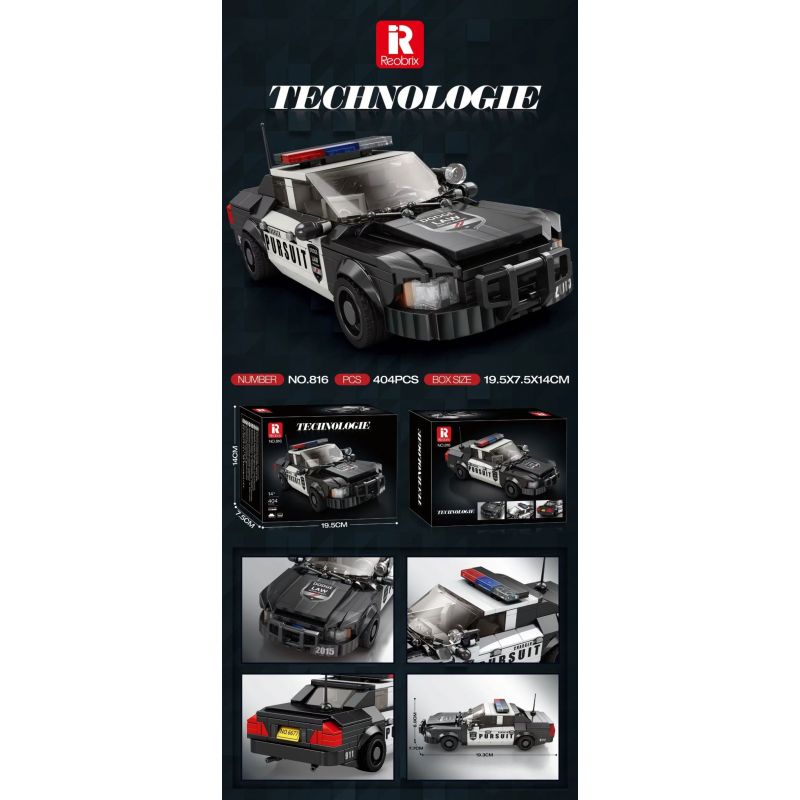 REOBRIX 816 DODGE XE CẢNH SÁT bộ đồ chơi xếp lắp ráp ghép mô hình Speed Champions Racing Cars Đua Xe Công Thức 404 khối