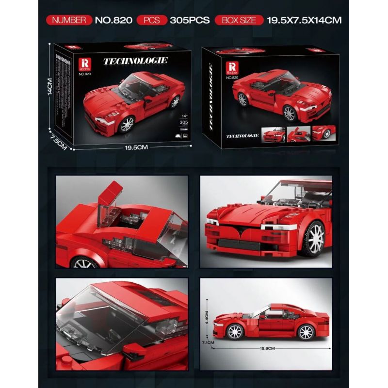 REOBRIX 820 XE THỂ THAO bộ đồ chơi xếp lắp ráp ghép mô hình Speed Champions Racing Cars Đua Xe Công Thức 305 khối