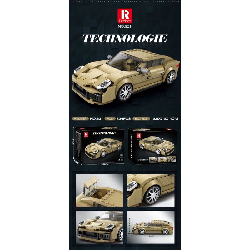 REOBRIX 821 XE THỂ THAO PORSCHE bộ đồ chơi xếp lắp ráp ghép mô hình Speed Champions Racing Cars Đua Xe Công Thức 324 khối