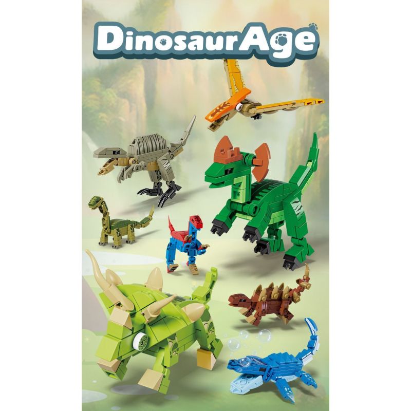 Kazi KY80065 80065 AGE OF DINOSAURS 8 MÔ HÌNH MOSASAURUS TRICERATOPS DIPLOSAURUS STEGOSAURUS BRONTOSAURUS THERIZINOSAURUS SPINOSAURUS PTEROSAUR bộ đồ chơi xếp lắp ráp ghép mô hình Creator DINOSAURAGE Sáng Tạo 550 khối