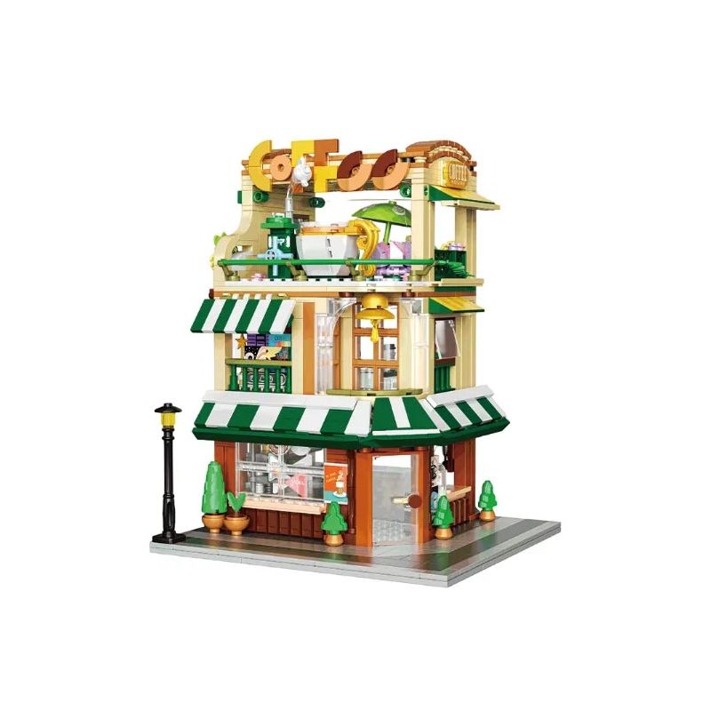 ZHEGAO 613034 non Lego ĐÓN ÁNH SÁNG QUÁN CÀ PHÊ bộ đồ chơi xếp lắp ráp ghép mô hình Creator Sáng Tạo