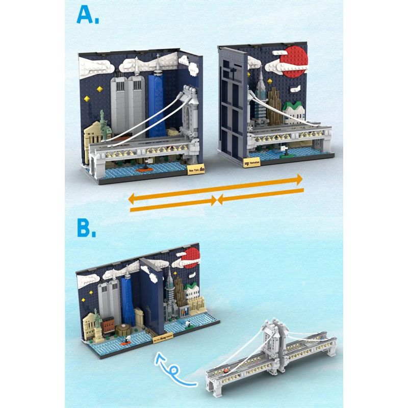MorkModel 028008 Mork Model 028008 ĐƯỜNG CHÂN TRỜI MANHATTAN bộ đồ chơi xếp lắp ráp ghép mô hình Architecture MANHATTAN SKYLINE BOOKENDS Công Trình Kiến Trúc 1771 khối
