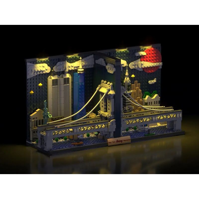 MorkModel 028008 Mork Model 028008 ĐƯỜNG CHÂN TRỜI MANHATTAN bộ đồ chơi xếp lắp ráp ghép mô hình Architecture MANHATTAN SKYLINE BOOKENDS Công Trình Kiến Trúc 1771 khối