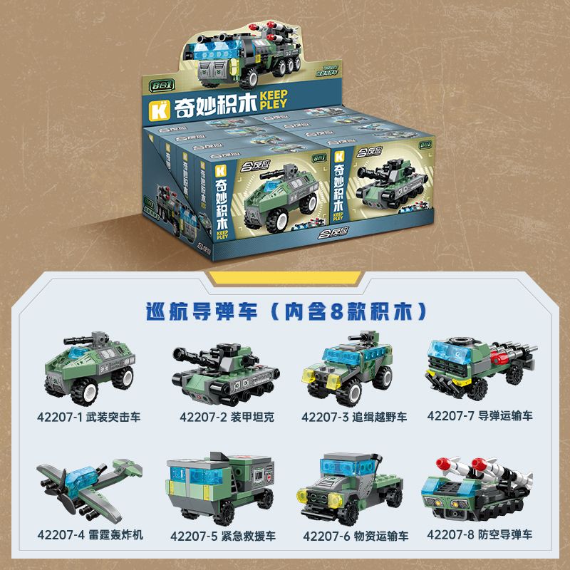KEEPPLEY 42207 PHẢN ỨNG PHỐI HỢP 8 TỔ XE TÊN LỬA HÀNH TRÌNH bộ đồ chơi xếp lắp ráp ghép mô hình Military Army Quân Sự Bộ Đội