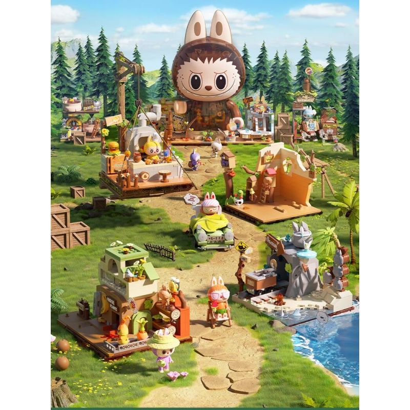 POP MART P10007 10007 CĂN CỨ BÍ MẬT TRONG RỪNG QUÁI VẬT ẨM THỰC THIÊN TÀI bộ đồ chơi xếp lắp ráp ghép mô hình GENIUS COOK 506 khối