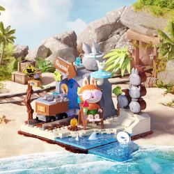 POP MART P10008 10008 CĂN CỨ BÍ MẬT TRONG RỪNG QUÁI VẬT TRUY TÌM KHO BÁU TRÊN BIỂN bộ đồ chơi xếp lắp ráp ghép mô hình SEASIDE PRIZES 451 khối