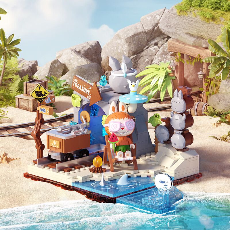 POP MART P10008 10008 CĂN CỨ BÍ MẬT TRONG RỪNG QUÁI VẬT TRUY TÌM KHO BÁU TRÊN BIỂN bộ đồ chơi xếp lắp ráp ghép mô hình SEASIDE PRIZES 451 khối