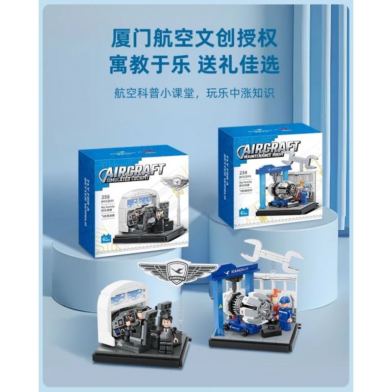 PANTASY 11026 XÂY DỰNG ƯỚC MƠ TRÊN BẦU TRỜI XANH SÁNG TẠO VĂN HÓA CỦA XIAMEN AIRLINES NHỮNG KHUNG CẢNH NHỎ TRONG BUỒNG LÁI MÁY BAY bộ đồ chơi xếp lắp ráp ghép mô hình City Thành Phố 256 khối