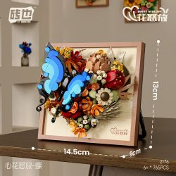 WEILE CREATION 2176 HOA KHÔNG NGỦ IV TRÁI TIM NỞ RỘ BƯỚM bộ đồ chơi xếp lắp ráp ghép mô hình Arts & Crafts ETERNAL FLOWER 765 khối