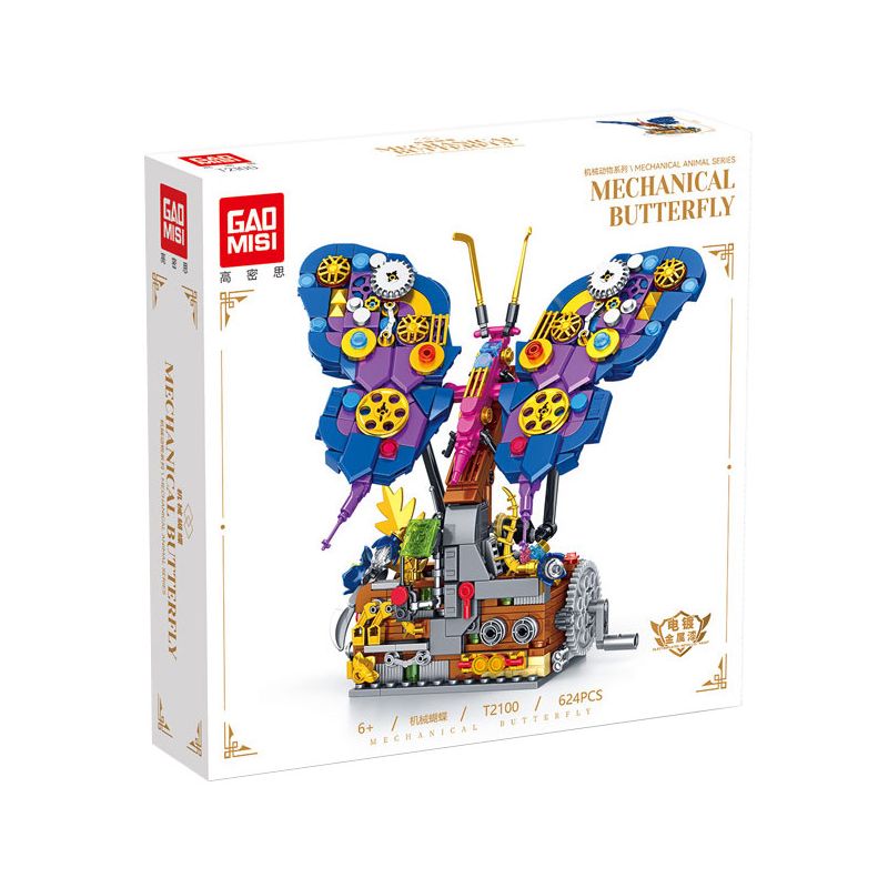 GAOMISI T2100 2100 ĐỘNG VẬT CƠ KHÍ BƯỚM bộ đồ chơi xếp lắp ráp ghép mô hình MECHANICAL BUTTERFLY 624 khối