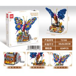 GAOMISI T2100 2100 ĐỘNG VẬT CƠ KHÍ BƯỚM bộ đồ chơi xếp lắp ráp ghép mô hình MECHANICAL BUTTERFLY 624 khối