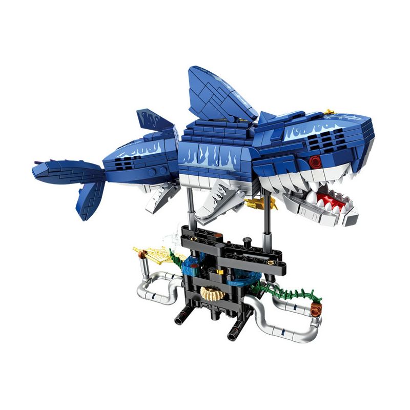 GAOMISI T2105 2105 non  ĐỘNG VẬT CƠ KHÍ CÁ MẬP CYBORG bộ đồ chơi xếp lắp ráp ghép mô hình MECHANICAL SHARK 734 khối