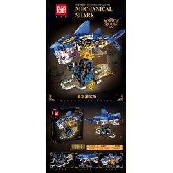GAOMISI T2105 2105 ĐỘNG VẬT CƠ KHÍ CÁ MẬP CYBORG bộ đồ chơi xếp lắp ráp ghép mô hình MECHANICAL SHARK 734 khối