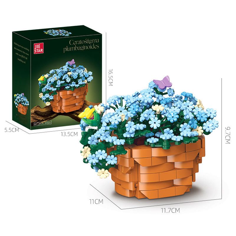 JIESTAR JJ9131 9131 CHẬU CÂY BÔNG TUYẾT XANH bộ đồ chơi xếp lắp ráp ghép mô hình Creator CERATOSTIGMA PLUMBAGINOIDES Sáng Tạo 365 khối