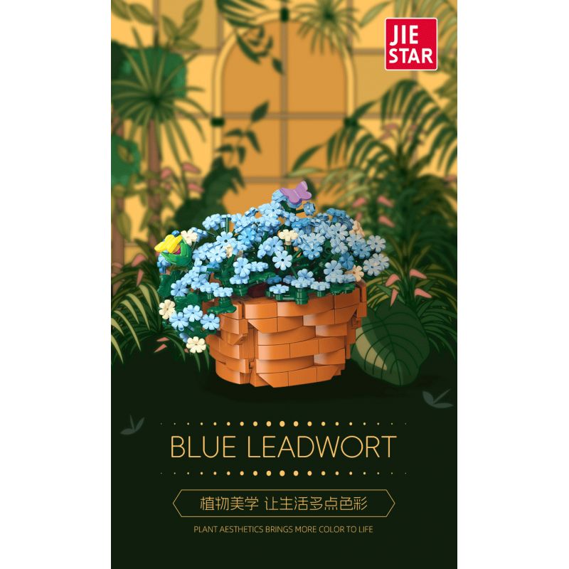 JIESTAR JJ9131 9131 CHẬU CÂY BÔNG TUYẾT XANH bộ đồ chơi xếp lắp ráp ghép mô hình Creator CERATOSTIGMA PLUMBAGINOIDES Sáng Tạo 365 khối