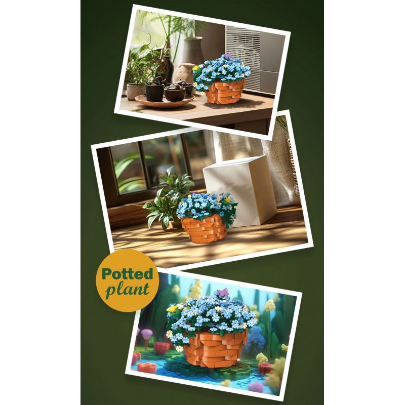 JIESTAR JJ9131 9131 CHẬU CÂY BÔNG TUYẾT XANH bộ đồ chơi xếp lắp ráp ghép mô hình Creator CERATOSTIGMA PLUMBAGINOIDES Sáng Tạo 365 khối