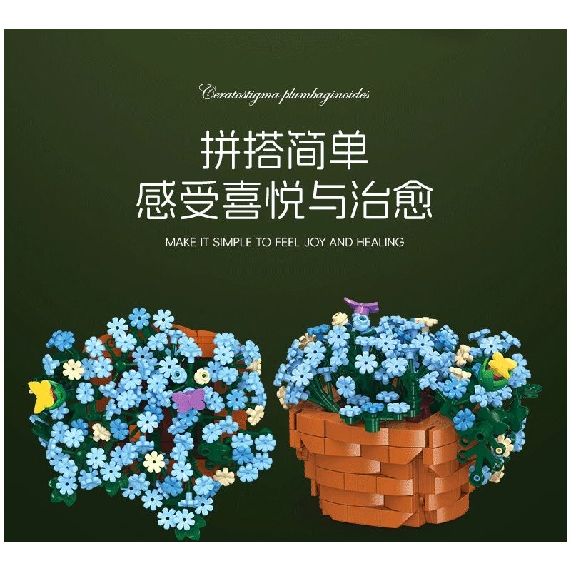 JIESTAR JJ9131 9131 CHẬU CÂY BÔNG TUYẾT XANH bộ đồ chơi xếp lắp ráp ghép mô hình Creator CERATOSTIGMA PLUMBAGINOIDES Sáng Tạo 365 khối
