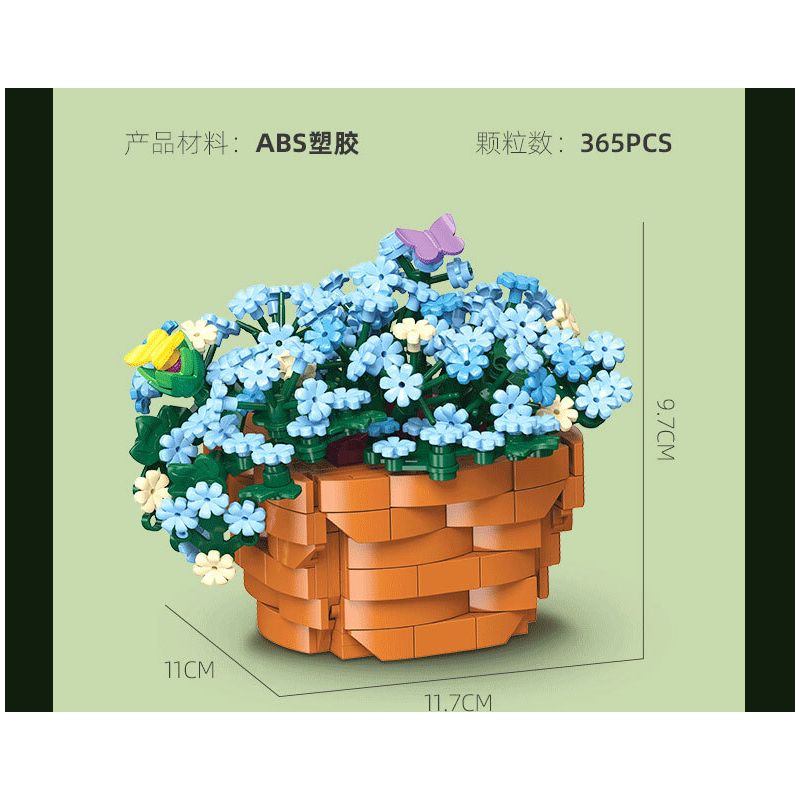 JIESTAR JJ9131 9131 CHẬU CÂY BÔNG TUYẾT XANH bộ đồ chơi xếp lắp ráp ghép mô hình Creator CERATOSTIGMA PLUMBAGINOIDES Sáng Tạo 365 khối