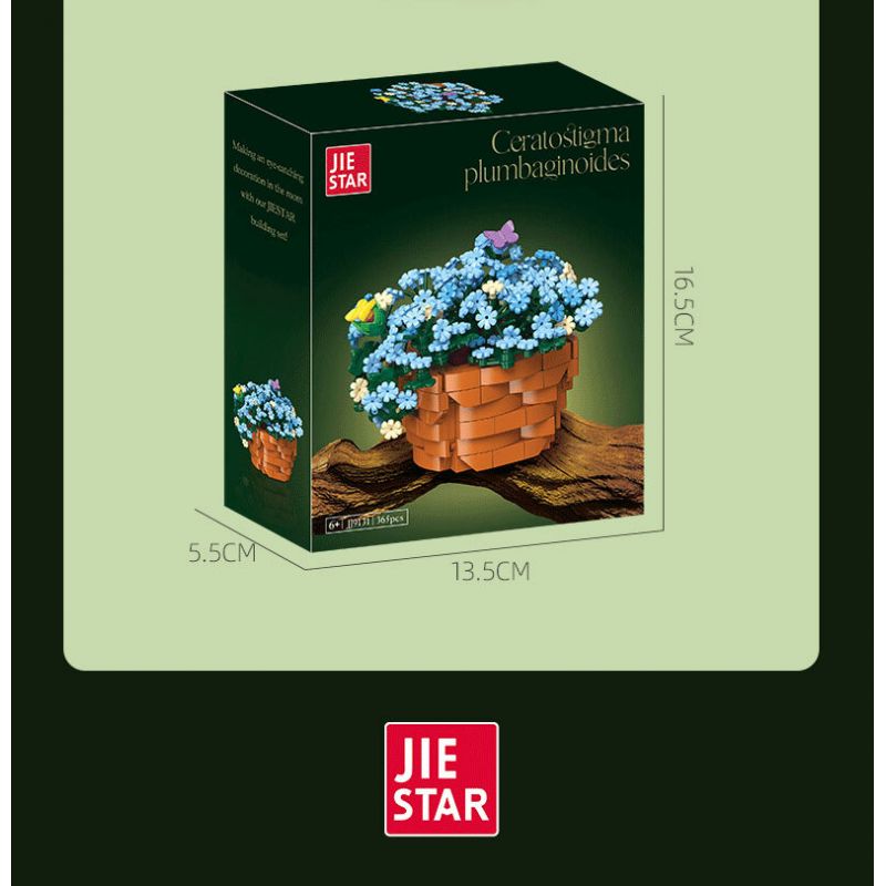 JIESTAR JJ9131 9131 CHẬU CÂY BÔNG TUYẾT XANH bộ đồ chơi xếp lắp ráp ghép mô hình Creator CERATOSTIGMA PLUMBAGINOIDES Sáng Tạo 365 khối