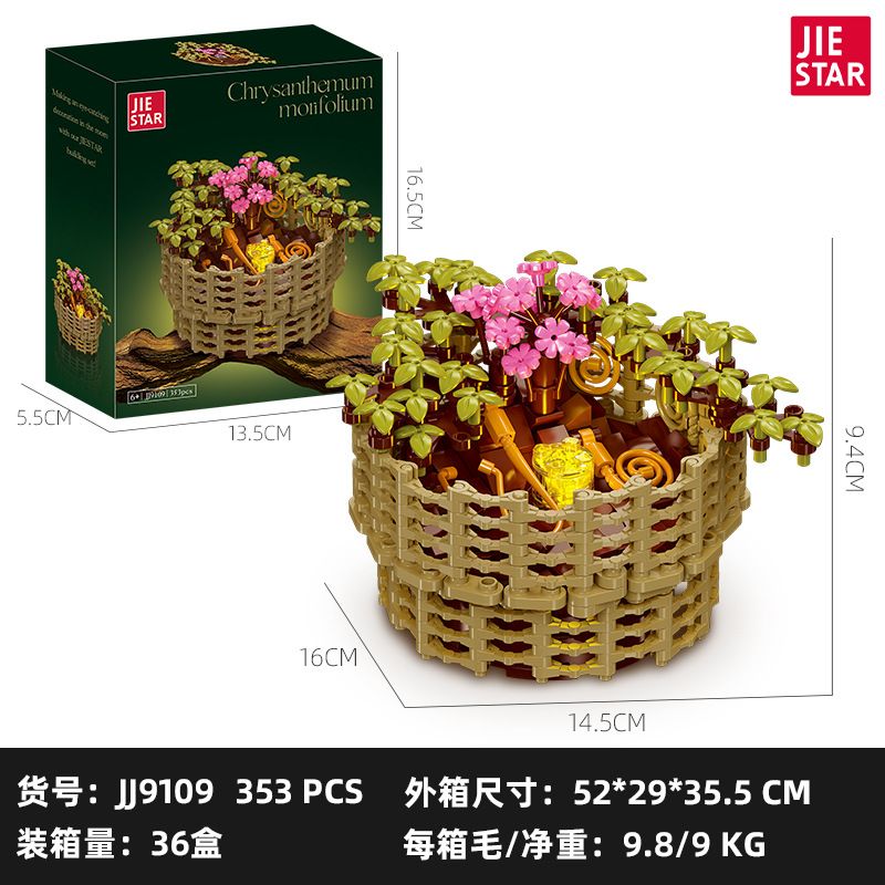 JIESTAR JJ9109 9109 CHẬU HOA CÚC NGÀN bộ đồ chơi xếp lắp ráp ghép mô hình Creator CHRYSANTHEMUM MOLIFOLIUM Sáng Tạo 353 khối