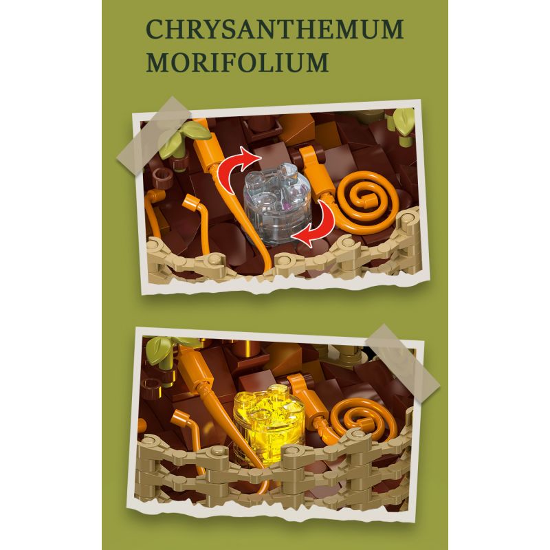 JIESTAR JJ9109 9109 CHẬU HOA CÚC NGÀN bộ đồ chơi xếp lắp ráp ghép mô hình Creator CHRYSANTHEMUM MOLIFOLIUM Sáng Tạo 353 khối