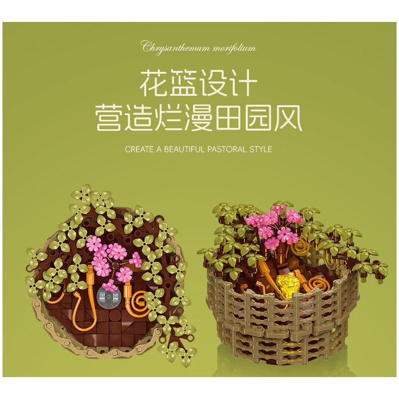 JIESTAR JJ9109 9109 CHẬU HOA CÚC NGÀN bộ đồ chơi xếp lắp ráp ghép mô hình Creator CHRYSANTHEMUM MOLIFOLIUM Sáng Tạo 353 khối