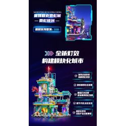 LUMIBRICKS FUNWHOLE F9042 9042 THÀNH PHỐ CYBERPUNK NEON TÒA NHÀ CHUNG CƯ OASIS bộ đồ chơi xếp lắp ráp ghép mô hình Creator Sáng Tạo 2507 khối