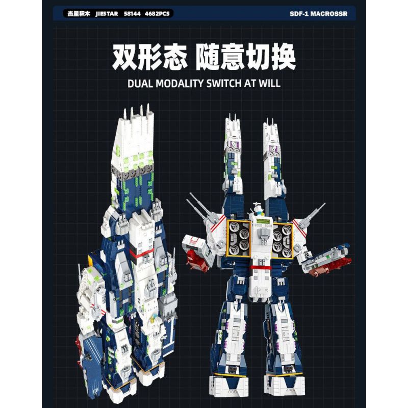 JIESTAR 58144 CHIẾN TRANH GIỮA CÁC VÌ SAO MACROSS SDF-1 bộ đồ chơi xếp lắp ráp ghép mô hình Movie & Game SDF-1 MACROSS Phim Và Trò Chơi 4682 khối
