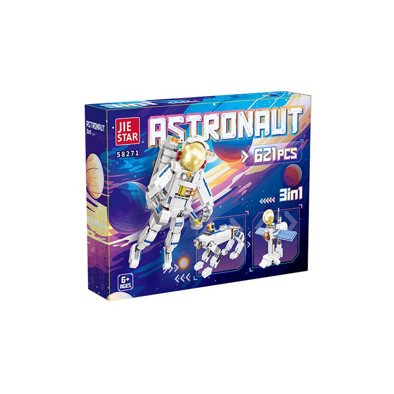 JIESTAR 58271 ĐỒ TRANG TRÍ THEO CHỦ ĐỀ KHÔNG GIAN 3 TRONG 1 CỦA PHI HÀNH bộ đồ chơi xếp lắp ráp ghép mô hình Creator ASTRONAUT Sáng Tạo 621 khối