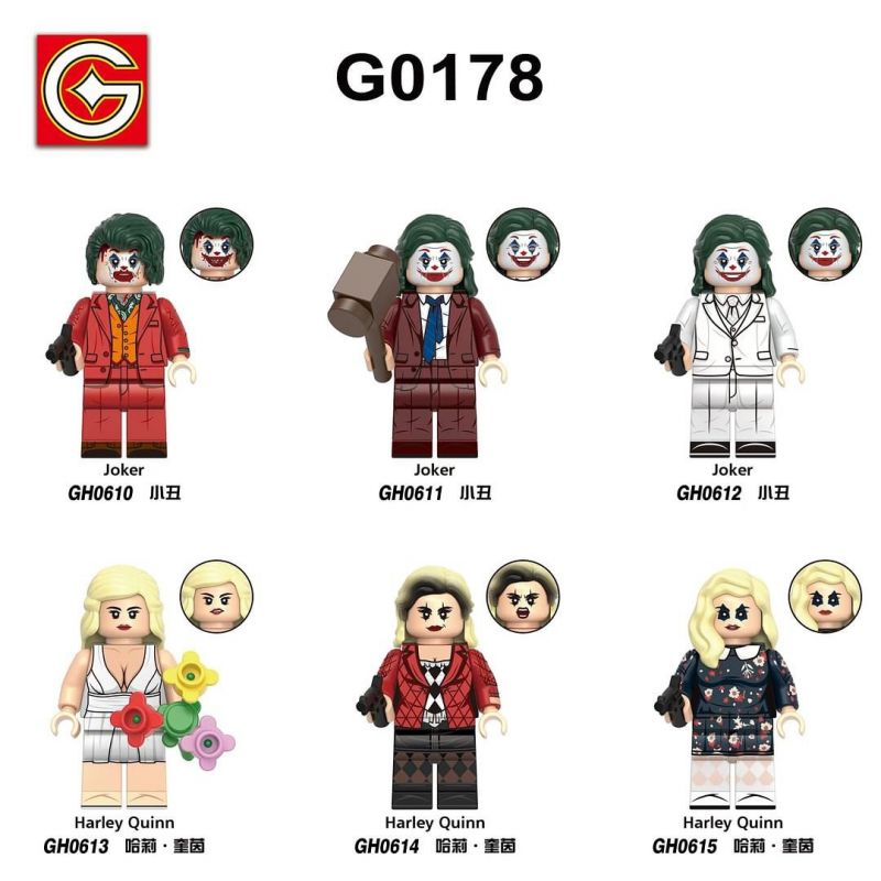 G BRAND G0178 0178 GH0610 0610 GH0611 0611 GH0612 0612 GH0613 0613 GH0614 0614 GH0615 0615 non Lego JOKER 2 DOUBLE DELUSION 6 NHÂN VẬT NHỎ bộ đồ chơi xếp lắp ráp ghép mô hình Super Heroes JOKER FOLIE À DEUX Siêu Nhân Anh Hùng