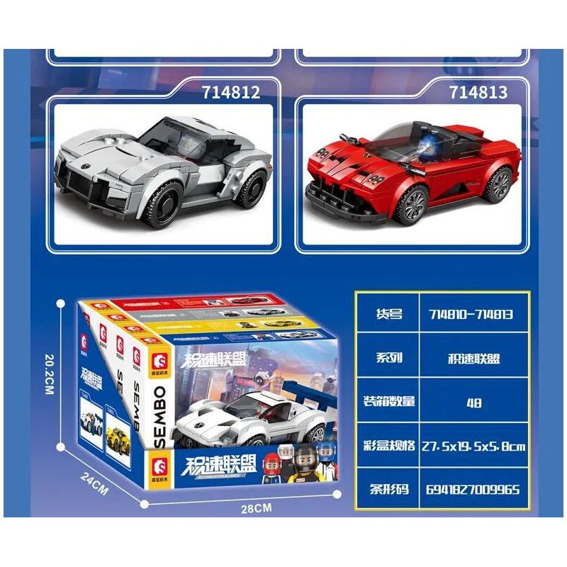 SEMBO 714810 LIÊN MINH JISU 714810 bộ đồ chơi xếp lắp ráp ghép mô hình Speed Champions Racing Cars Đua Xe Công Thức 190 khối