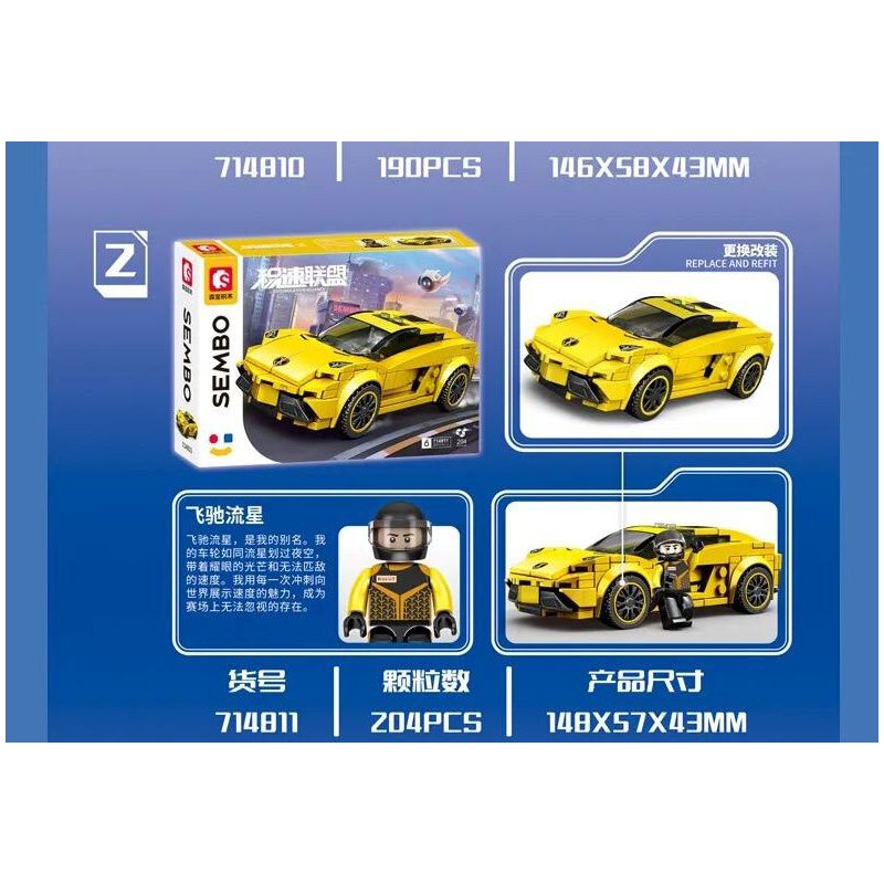 SEMBO 714810 LIÊN MINH JISU 714810 bộ đồ chơi xếp lắp ráp ghép mô hình Speed Champions Racing Cars Đua Xe Công Thức 190 khối