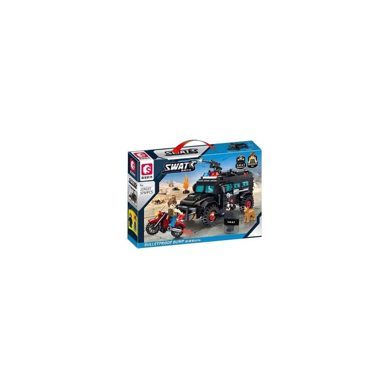 SEMBO 104337 non Lego CHIẾN DỊCH BLACK HAWK BẤT NGỜ VỀ XE CHỐNG ĐẠN bộ đồ chơi xếp lắp ráp ghép mô hình SWAT BULLETPROOF BUMP 379 khối