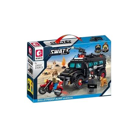 SEMBO 104337 CHIẾN DỊCH BLACK HAWK BẤT NGỜ VỀ XE CHỐNG ĐẠN bộ đồ chơi xếp lắp ráp ghép mô hình SWAT BULLETPROOF BUMP 379 khối