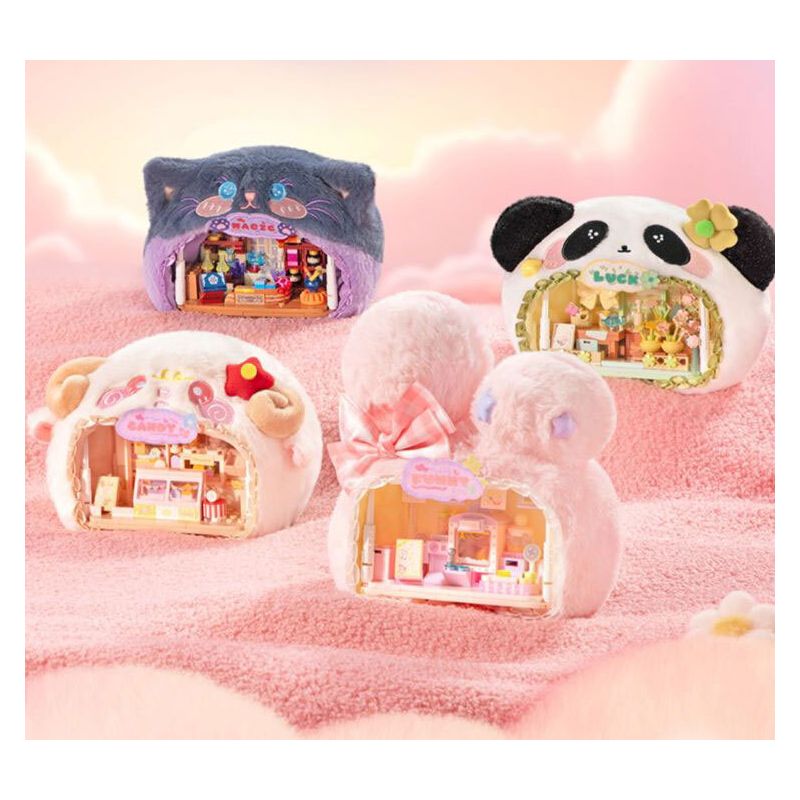 WEKKI 519101 WORLD PLUSH 4 LOẠI HỘP MÙ LÔNG NHUNG DÀNH CHO SHOP THÚ CƯNG NHỎ bộ đồ chơi xếp lắp ráp ghép mô hình