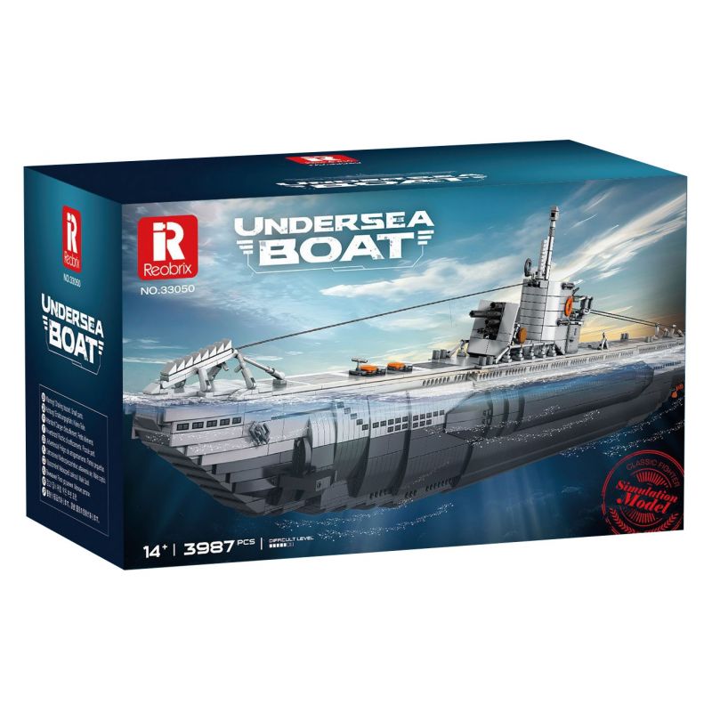 REOBRIX 33050 THUYỀN CHỮ bộ đồ chơi xếp lắp ráp ghép mô hình Military Army UNDERSEA BOAT NEXT-GENERATION STRATEGIC U-TYPE SUBMARINE Quân Sự Bộ Đội 3987 khối