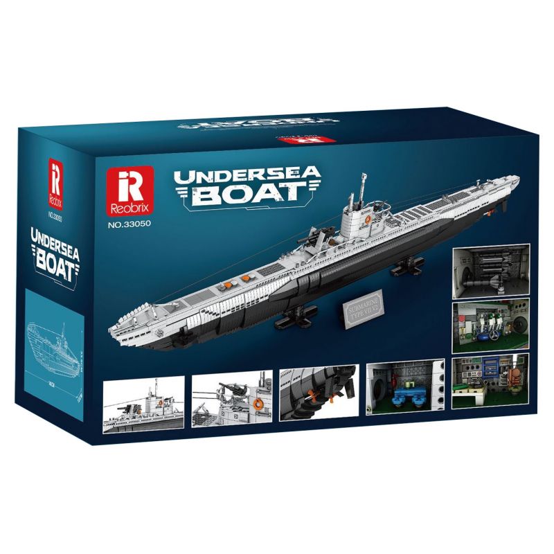 REOBRIX 33050 THUYỀN CHỮ bộ đồ chơi xếp lắp ráp ghép mô hình Military Army UNDERSEA BOAT NEXT-GENERATION STRATEGIC U-TYPE SUBMARINE Quân Sự Bộ Đội 3987 khối